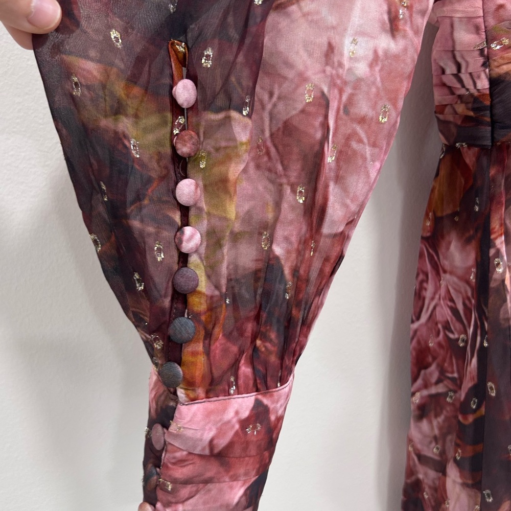 SOFT SURROUNDINGS NWT Rina Lurex Swiss Dot Silk Floral Maxi Dress Size 16 $250 - Picture 5 of 9